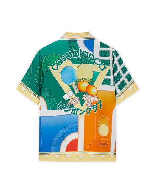 Casablanca Paris Blue Reve De Tennis Silk Shirt, Size By