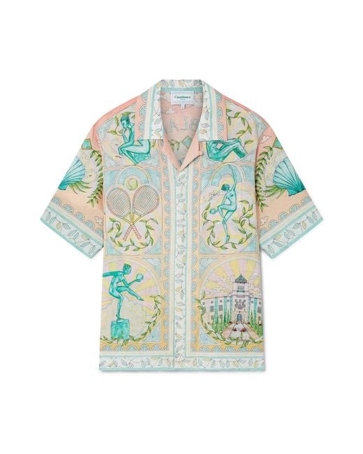 Casablanca Paris Blue Vase Short Sleeve Linen Shirt, By