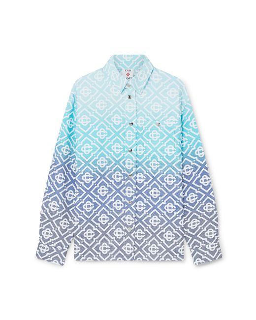 Casablanca Paris Blue Veste-Chemise En Jacquard À Monogramme Dégradé for men
