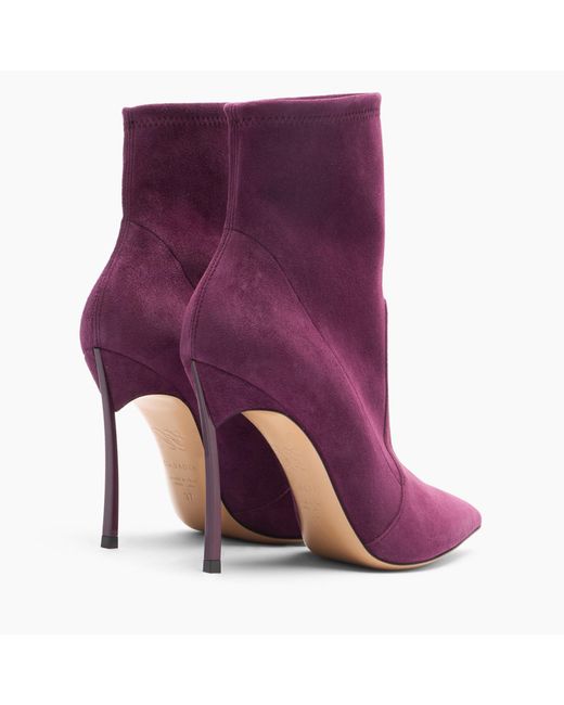 Casadei Purple Blade Suede Ankle Boots