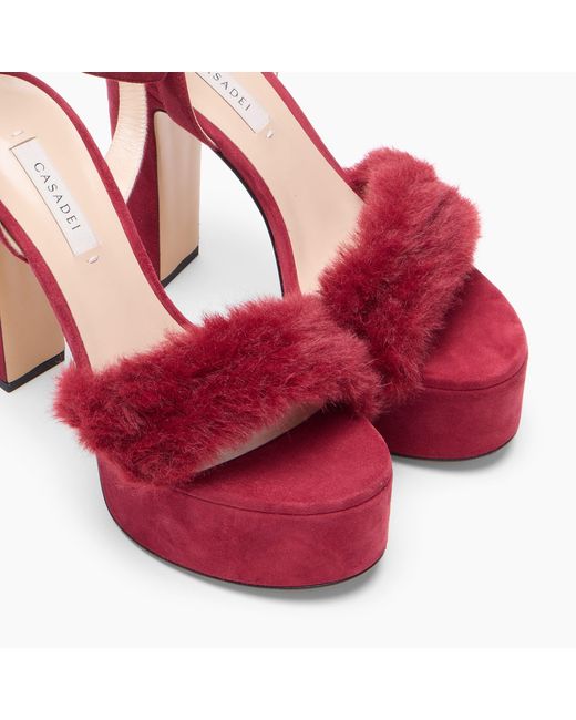 Casadei Red Patty Platform Diva Sandal