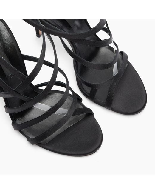 Casadei Black Julia Satin Cage Sandals