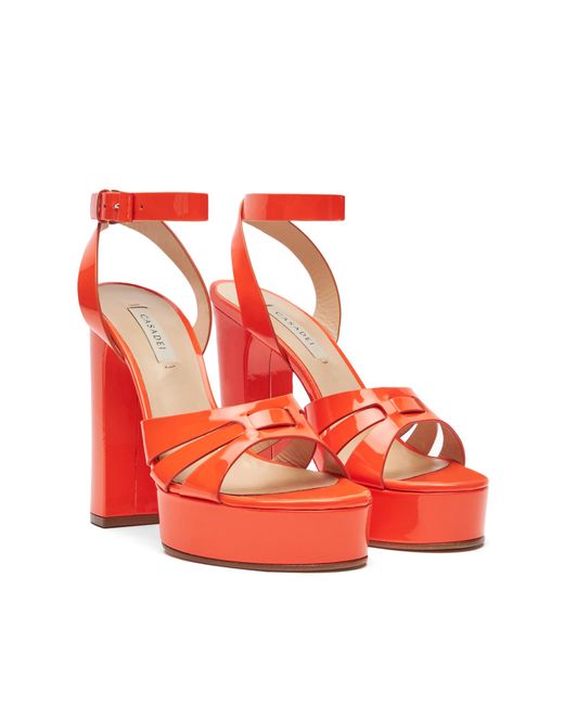 Casadei Red Betty Patent Leather Platform Sandals