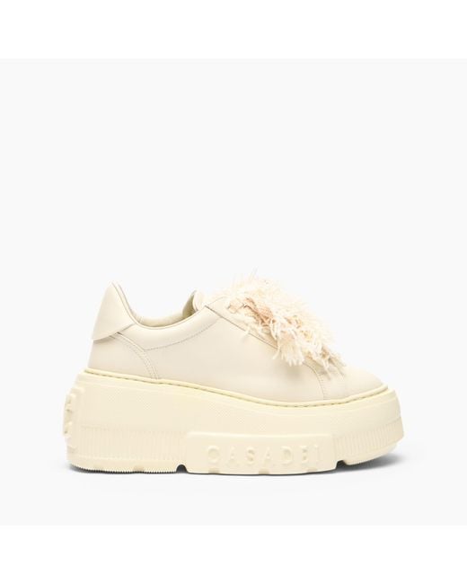 Casadei Natural Nexus Sneaker With Fluffy Yarn Lace