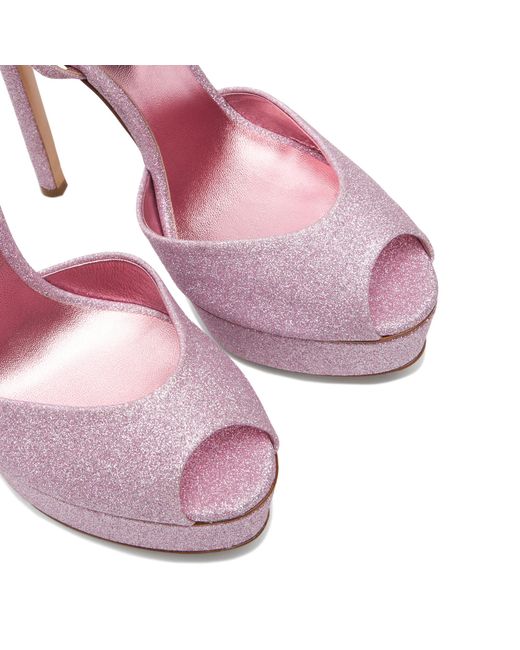 Flora Glitter Platform Sandals di Casadei in Pink