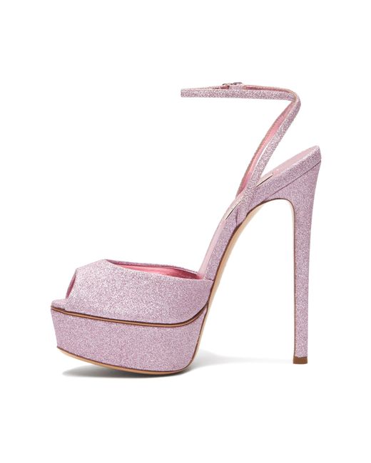 Flora Glitter Platform Sandals di Casadei in Pink