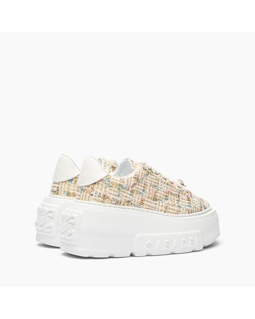 Casadei Natural Nexus Bouclé Sneaker With Pearl
