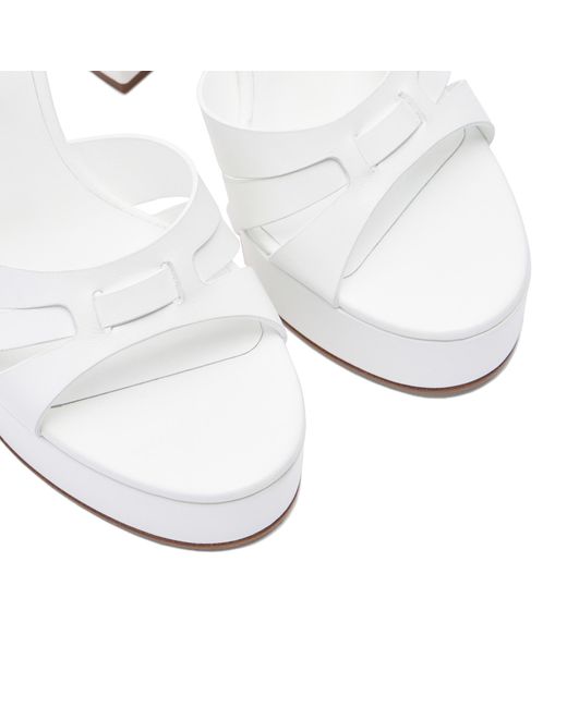 Casadei White Betty Leather Platform Sandals