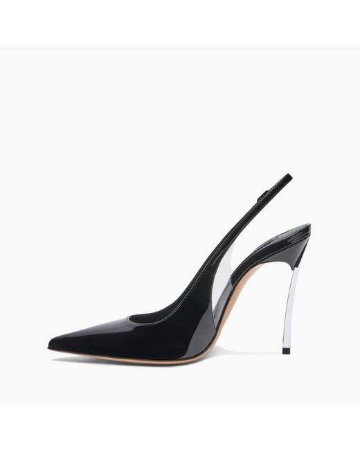 Casadei Blue Superblade Slingback Patent Leather