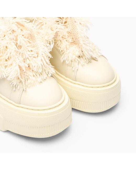 Casadei Natural Nexus Sneaker With Fluffy Yarn Lace