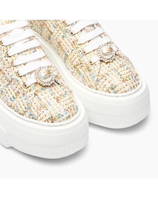 Casadei Natural Nexus Bouclé Sneaker With Pearl