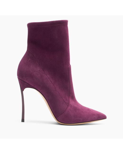 Casadei Purple Blade Suede Ankle Boots