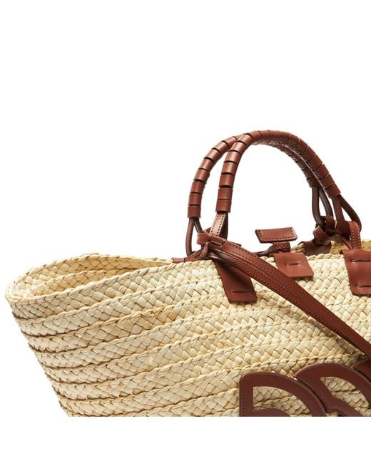 Panarea Raffia Basket Bag Casadei en coloris Brown