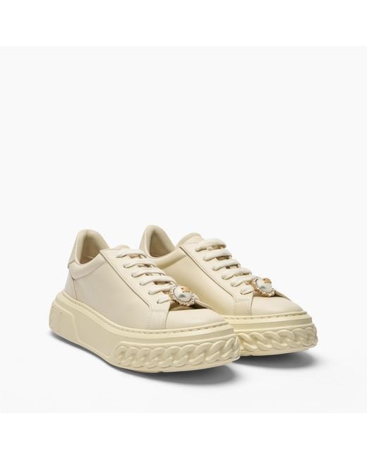Casadei Natural Off Road Sneaker With Pearl