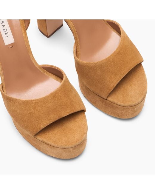 Casadei Brown Patty Platform Suede Sandal
