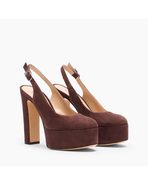 Casadei Purple Patty Platform Suede Sandal
