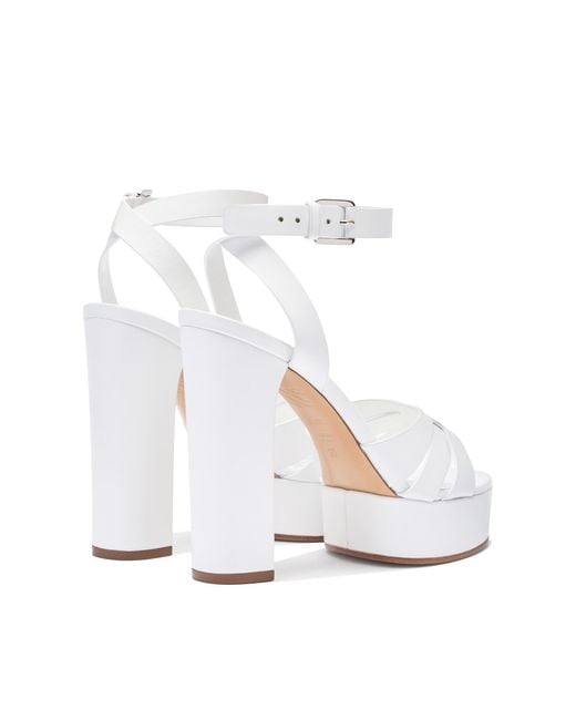 Casadei White Betty Leather Platform Sandals