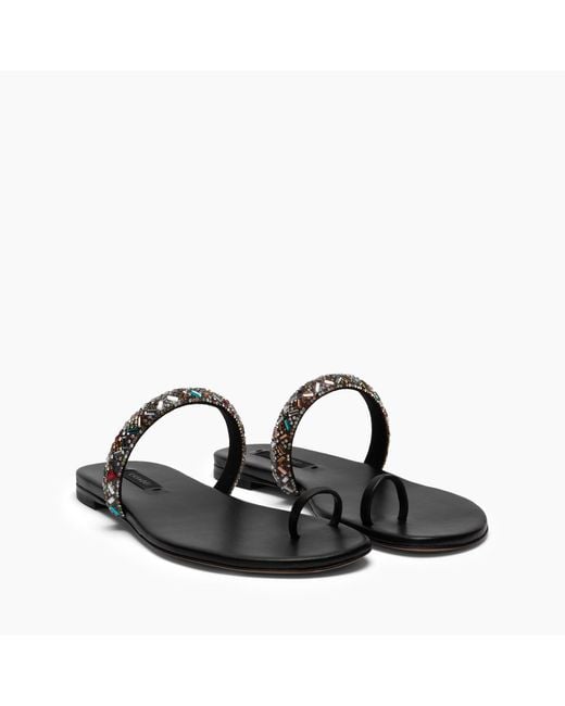 Casadei Black Vegas Flat Sandal