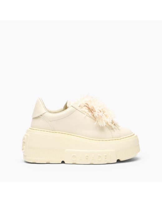 Casadei Natural Nexus Sneaker With Fluffy Yarn Lace