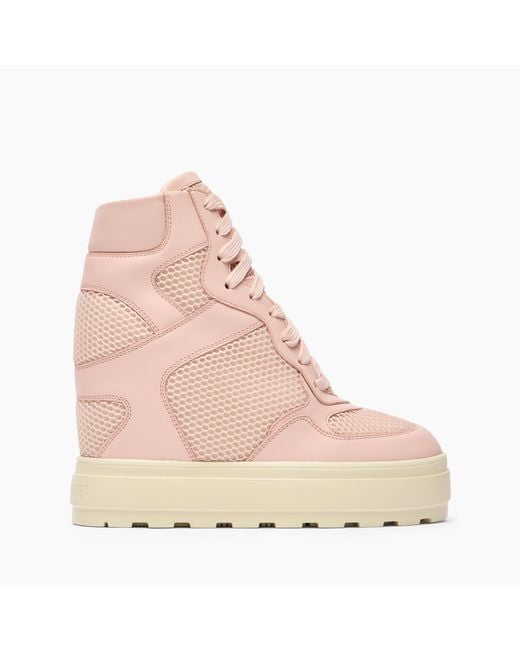 Casadei Pink High Top Net & Leather Sneakers