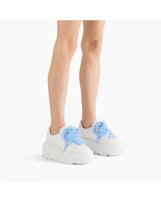 Casadei White Nexus Sneaker With Fluffy Yarn Lace