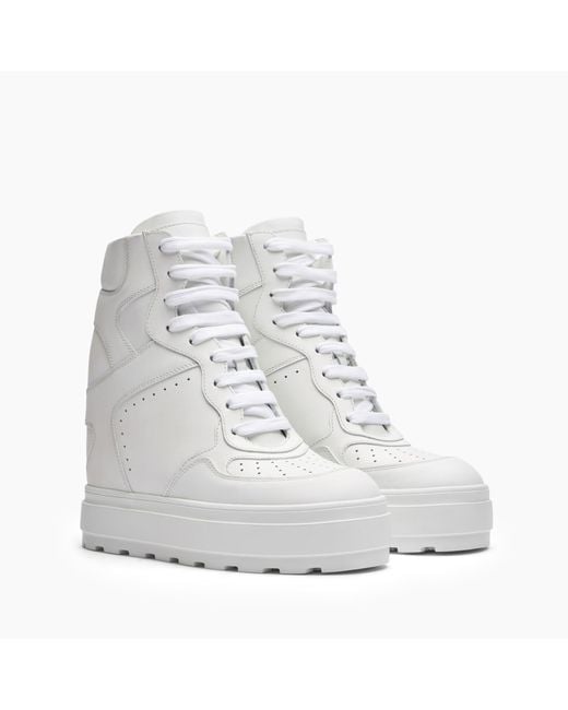 Casadei Gray High Top Leather Sneakers