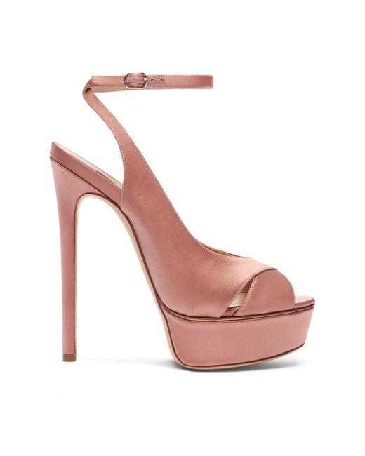 Casadei Pink Flora Satin Platform Sandals