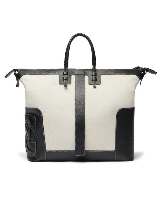 Casadei Black C-style Canvas Leather Traveller Bag