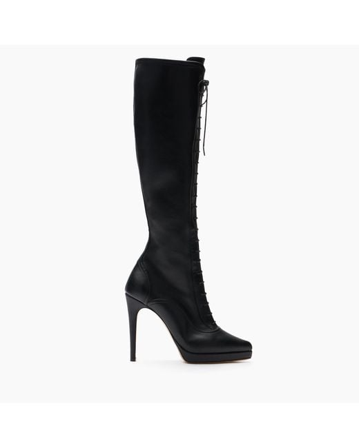 Casadei Black Michelle Laced Platform High Boots