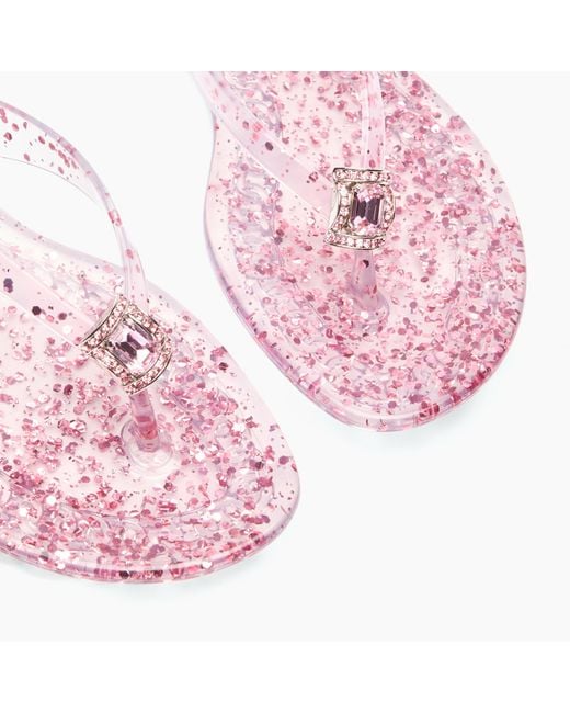 Casadei Pink Jelly Glitter Flip Flops