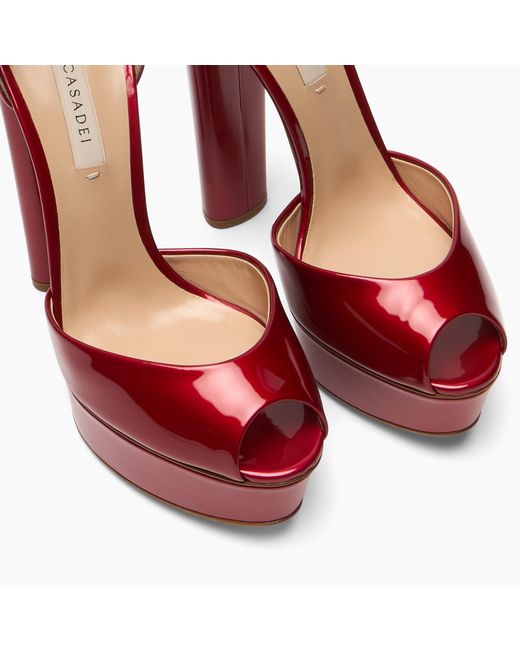 Casadei Red Flora Platform Samurai Sandal