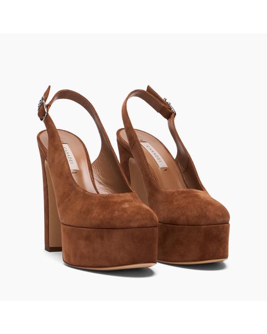 Casadei Brown Patty Platform Suede Sandal
