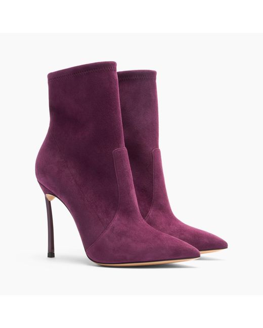 Casadei Purple Blade Suede Ankle Boots