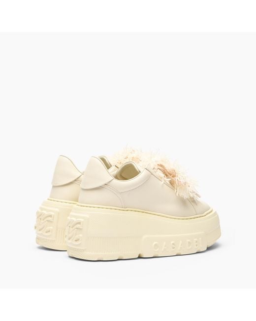 Casadei Natural Nexus Sneaker With Fluffy Yarn Lace