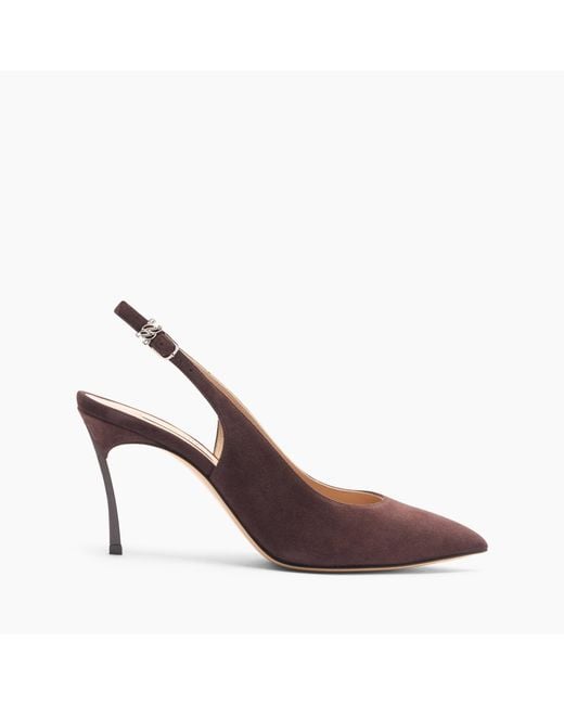 Casadei Brown Blade Suede Slingback