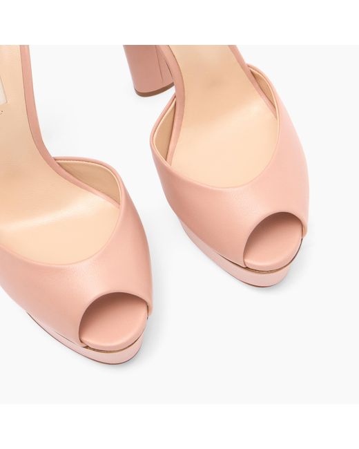 Casadei Pink Flora Leather Platform Sandals