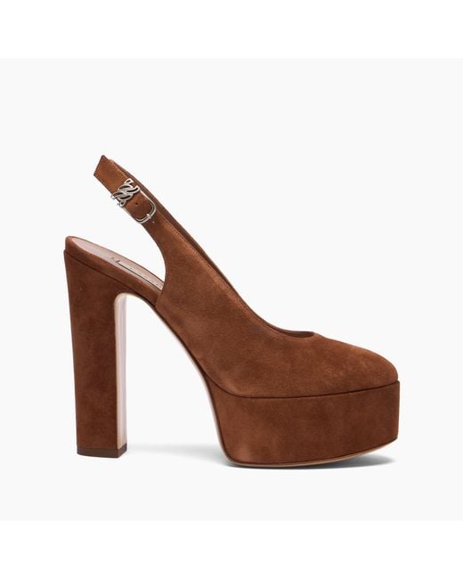 Casadei Brown Patty Platform Suede Sandal