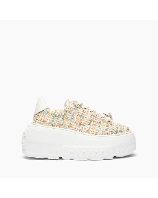 Casadei Natural Nexus Bouclé Sneaker With Pearl