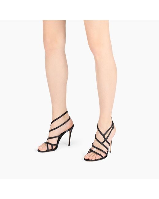 Casadei Black Julia Satin Cage Sandals