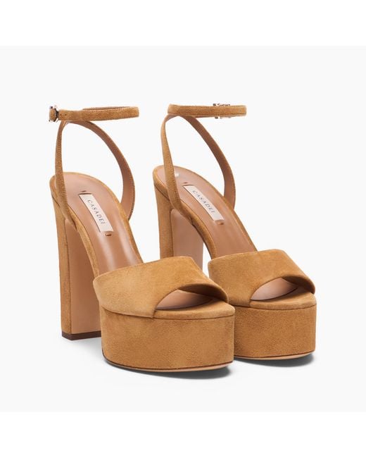 Casadei Brown Patty Platform Suede Sandal
