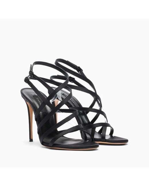 Casadei Black Julia Satin Cage Sandals