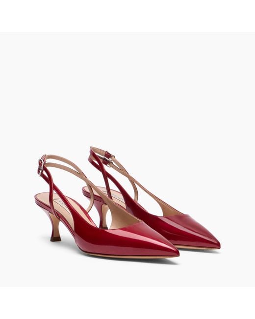 Casadei Red Julia Double Belts Slingback