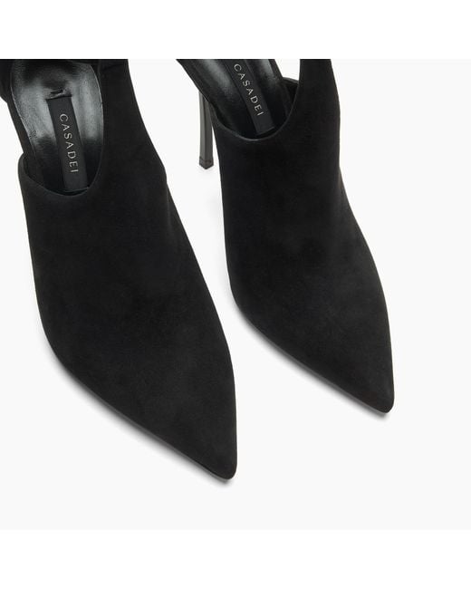 Casadei Black Blade Suede Debby Pump