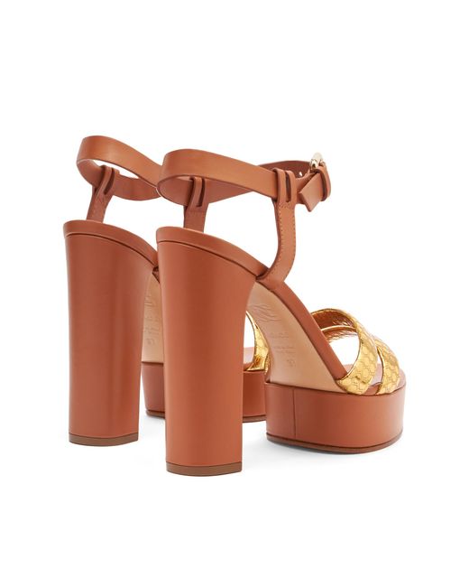 Casadei Brown Atomium Betty Leather And Gold Platform Sandals