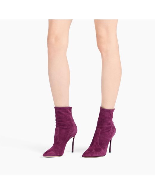 Casadei Purple Blade Suede Ankle Boots