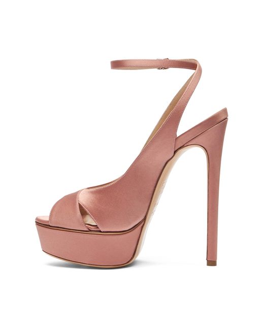 Casadei Pink Flora Satin Platform Sandals