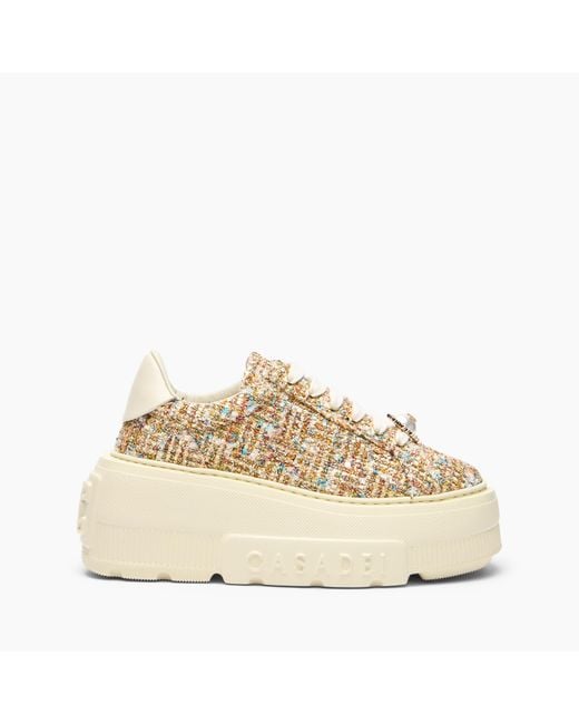 Casadei Natural Nexus Bouclé With Pearl Sneaker