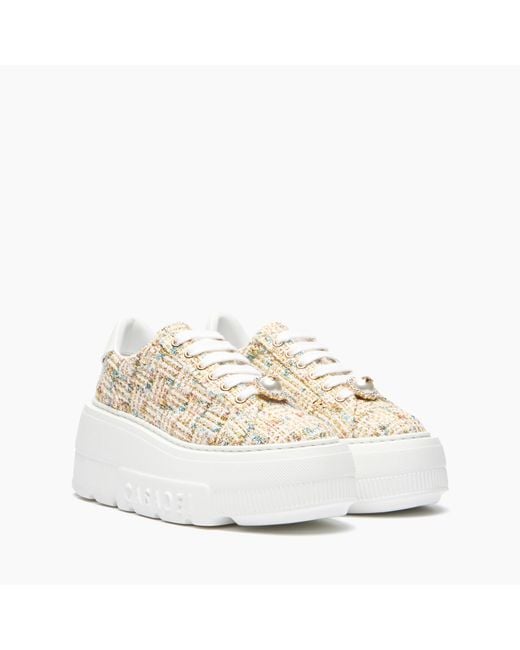 Casadei Natural Nexus Bouclé Sneaker With Pearl