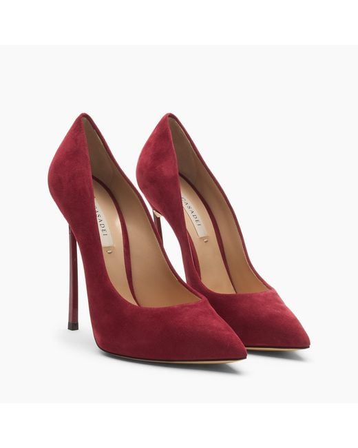 Casadei Red Blade Suede Pump