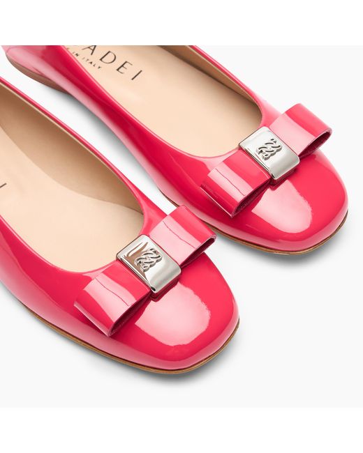Casadei Pink Patent Leather Ballet Flats